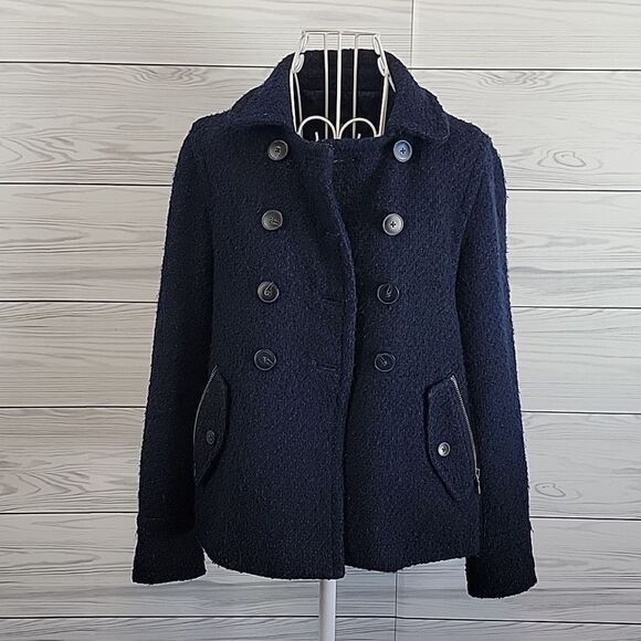 Gap wool blend double-breasted peacoat in blue Women's Size S - Picture 10 of 14